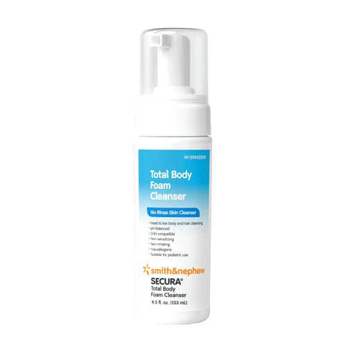 Smith & Nephew 59430200 SECURA Total Body Foam Cleanser, Foaming Waterless Body Cleanser, 4.5 Ounces