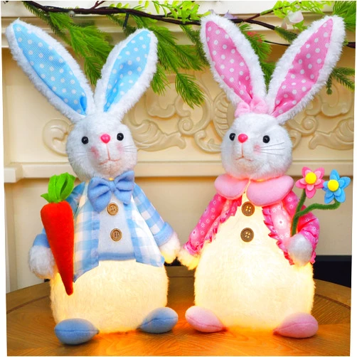 Juegoal 2 Pack Lighted Plush Easter Bunny, 12.5