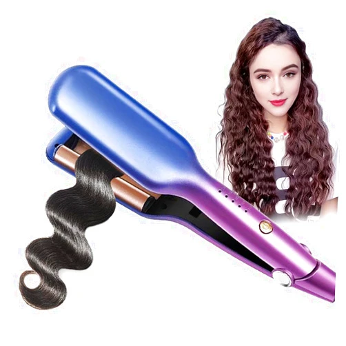 TOHUAN Crimper Hair Iron,16mm 3 Barrel Hair Waver,Beach Waves Curling Iron for Long & Short Hair,Ceramic Hair Crimper with Adjustable Temperature,Dual Voltage,Fast Heat