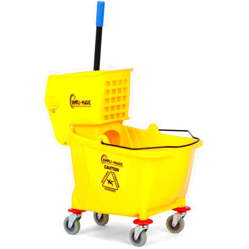 Simpli-Magic Commercial Mop Bucket with Side Press Wringer, 36 Quart, New Generation, Yellow