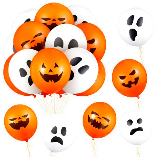 Sumind 80 Pieces Halloween Balloons 12 Inches Latex Balloons 8 Styles Pumpkin and Ghost Expression Balloons for Halloween Party Decoration Supplies