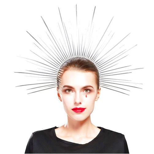 Fantherin Women's Goddess Halo Crown Headband - Zip Tie Spiked Angel Headpiece Headdress for Cosplay Halloween Costume Party