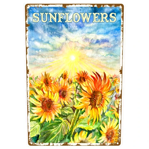 LOVEJIA Sunflower Sign Vintage Metal Tin Sign Wall Decor, Garden Metal Signs Tin Signs for Restaurant Bar Pub Club Man Cave 8 x12 inch (CTP-48)
