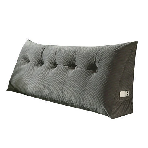 Shxime Large Triangular Headboard Triangular Reading Bed Rest Pillow Daybed Backrest Support Cushion (grey, 39