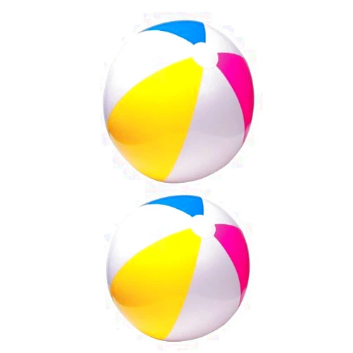 INTEX Classic Inflatable Glossy Panel Colorful Beach Ball (Set of 2)