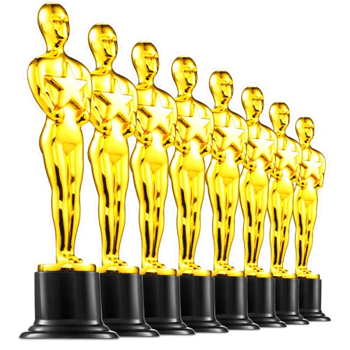Bedwina Gold Trophy Award Mini Trophies Bulk - (Pack of 12) 6 Inch Tall Plastic Golden Statue Award, Party Themed Decorations, Winners or Appreciation Gifts Game Prizes for Adults & Kids