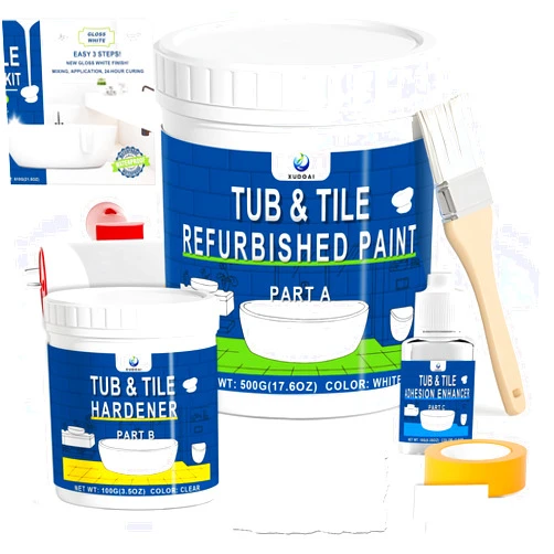XUDOAI Bathtub Refinishing Kit Gloss White 21.5oz Tub Paint Reglazing, Tub and Tile Refinishing Kit with Tools, Tub and Tile Paint for Bathroom/Kitchen/Shower/Porcelain/Sink/Ceramic