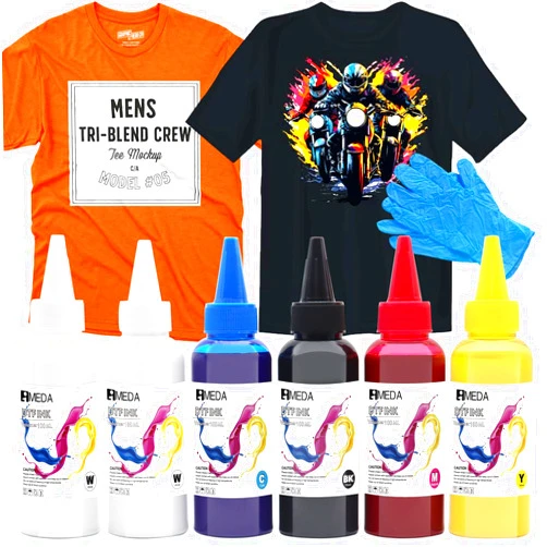 IMEDA DTF Ink 100ML×6 Combo Pack, Premium Pigment Ink for PET Film Heat Transfer Printing,Refill for DTF Printer with Epson printhead ET-8550, XP-15000, L1800, L805, R1390, R2400 TX800,(2W+BK+C+M+Y)