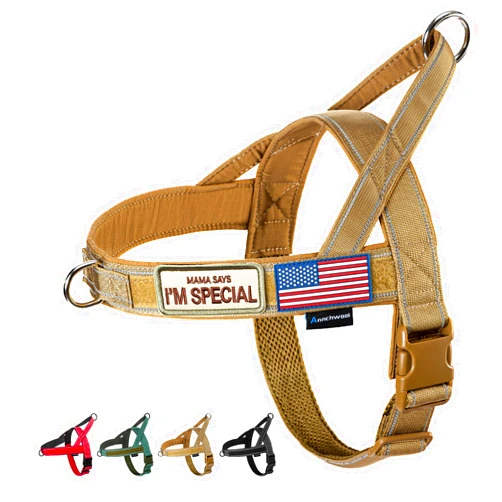 Annchwool No Pull Dog Harness with Soft Padded Handle-Reflective Strip Escape Proof and Quick Fit to Adjust Dog Harness-Easy for Training Walking for Small & Medium and Large Dogs(Brown,S)