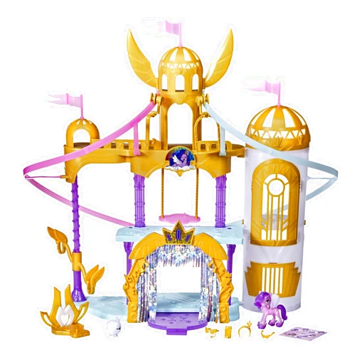 My Little Pony: A New Generation Movie Royal Racing Ziplines - 22-Inch Castle Playset Toy with 2 Moving Ziplines, Princess Pipp Petals Figure