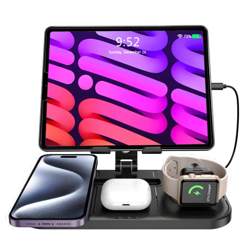 NeotrixQI Wireless Charger for Apple Charging Station, 4 in 1 Charging Station for Multiple Devices, iPhone 16 Pro Max/15/14 Series, AirPods Pro 2, iPad Stand, Watch Charger for iWatch Series 9/8/7