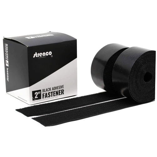 Strenco 2 Inch Hook and Loop Strips with Adhesive - 5 Yards - Heavy Duty Tape - Black Sticky Back Fastener