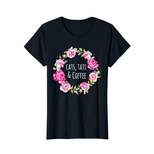 Hella Bella Apparel Womens Cats Tats & Coffee Shirt Tattoos Cat Mom