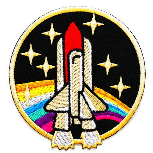 ClickEmb Spaceship Space Shuttle Embroidered Iron on Patch Applique Astronaut Patch for Apparel and Bags