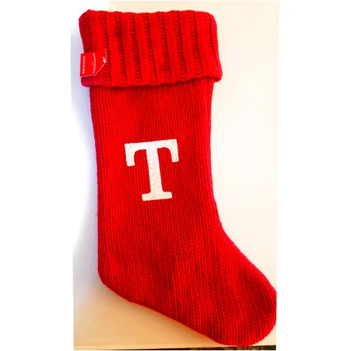 Wondershop Christmas Holiday Red Thick Knit Stocking Monogram Letter T 20Q