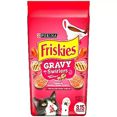 Purina Friskies Gravy Swirlers Adult Dry Cat Food 3.15 Pound (Pack of 1)
