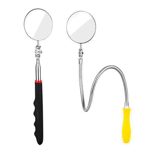 Jebousike Telescoping Inspection Mirror, 2 Pcs Flexible Retractable Automotive Extension Round Mirror 360 Rotation&Bendable Circular Mirror, Extendable Mirror on a Stick for Checking Vehicle Condition