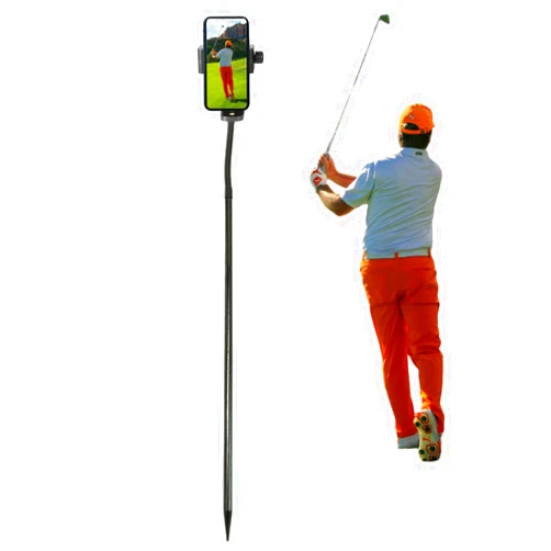 YKI Golf Monopod Selfie Stick, Golf Phone Holder for Swing Training Aid, Portable Phone Spike Stake for Recording Golf Swing, Golf Swing Phone Camera Pole Stand