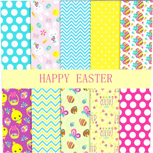LOOGOOL Easter Cotton Fabric, 10Pcs 10