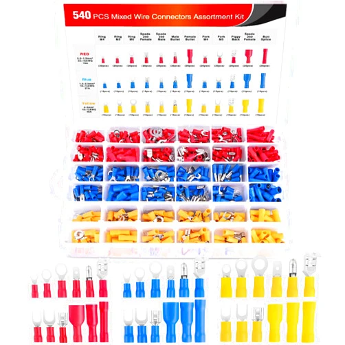 Nilight 540PCS Mixed Quick Disconnect Electrical Insulated Butt Bullet Spade Fork Ring Solderless Crimp Terminals Wire Connectors Assortment Kit