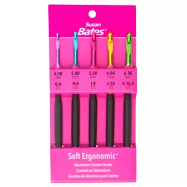 Susan Bates Crochet Hook Set SZ G6-K105, Sizes G6/4mm to K10.5/6.5mm