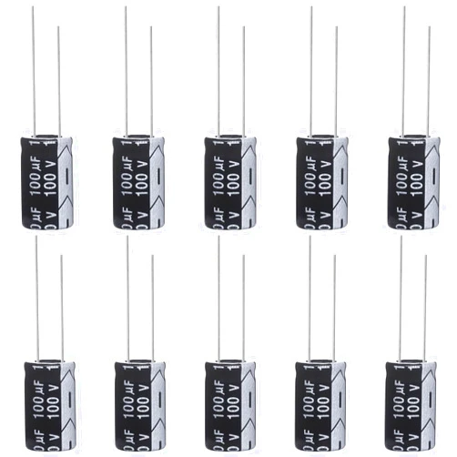 ALLECIN 100uF 100V 10x16mm Electrolytic Capacitor 100 UF MFD 100 Volt 0.39x0.63in Aluminum Capacitors (Pack of 10)