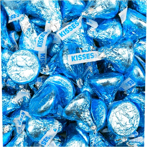 Just Candy 2,500 Pcs Light Blue Candy Kisses Milk Chocolate (25 lb Case, Approx. 2,500 Pieces)