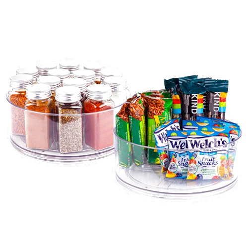 Oizeir Lazy Susan Turntable (2-Pack) - Clear Acrylic, Rotates 360 Degrees, Easily Organize Your Fridge, Cabinet or Counter - Carousel Storage for Food, Spices, Cosmetics
