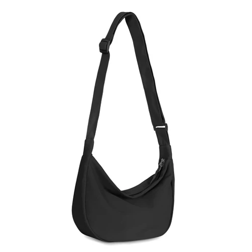 Iioscre Small Sling Crossbody Bag for Women Men Trendy, Mini Crescent Bag with Adjustable Strap, 2 Zippers Lightweight Nylon Bag