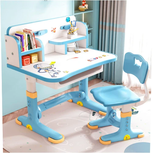 Tulkdexi Kids Functional Desk and Chair Set, Study Desk for Children with Chair, Kids Desk and Chair Set,Height Adjustable Children School Study Desk with Storage Drawer for Boys Girls(Pink) Blue