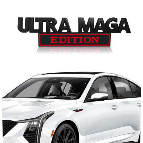Hirificing Ultra MAGA Truck Car Emblems Adhesive Sticker, Classic Ultra MAGA Edition Emblems Exterior Auto Street Fighter Personality Body Decor 3D Metal Embossed Stickers for Car, Truck(Black/Red)