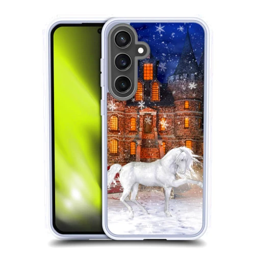 Head Case Designs Officially Licensed Simone Gatterwe Christmas Time Horses Soft Gel Case Compatible with Samsung Galaxy S24 FE