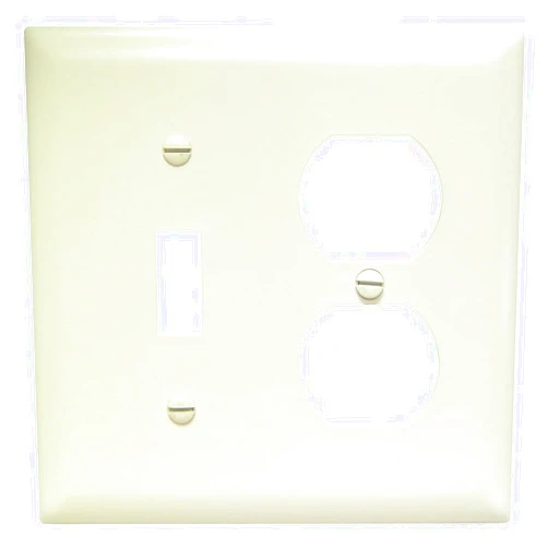 Pass & Seymour Legrand Pass & Seymour TP18LACC12 Trademaster Mid-Size Unbreakable Nylon Wall Plate, 2 Gang, Combination One Toggle and One Duplex Outlet Cover, Light Almond (1 Count)