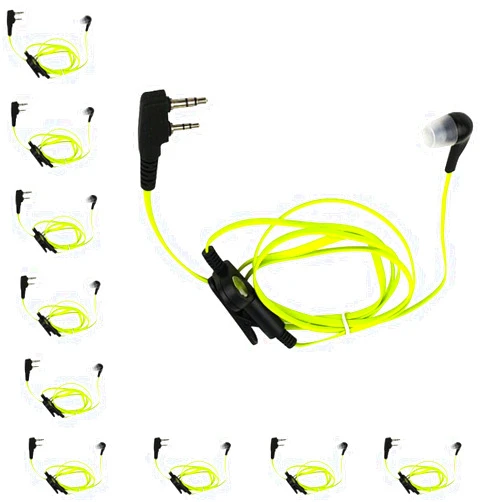 KENMAX 2 PIN Noodles Cable Earpiece Headset Green for Baofeng BF-F8HP UV-6R Wouxun KG-UV6D KG-UV899