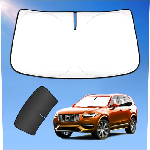 UKTOP Sun Shade Sunshade for Volvo XC90 2016-2024 Windshield Cover, 2-Layers Sun Shield 240T Silver Sun Visor Foldable Front Window Shade Blocks UV Rays Car Accessories