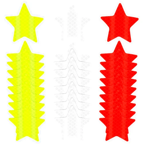 Abeillo 30Pcs Warning Reflective Stickers - 3 Colors Safety Reflective Sticker Waterproof Reflector Sticker Reflective Tape Sticker for Vehicle, Bicycles, Motorcycles, Clothing(Star)