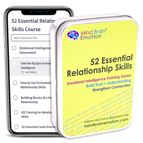 Mind Brain Emotion 52 Essential Emotional Intelligence Training - Relationship Skills Card Game for Empathy, Trust Building Activities, Conversation Starters, Team Icebreaker Tools - by Harvard Researcher