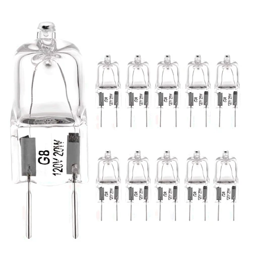 BOGAO G8 Light Bulbs 20Watt 120Volt Halogen Light Bulb G8 Base Bi-Pin Shorter 1-3/8