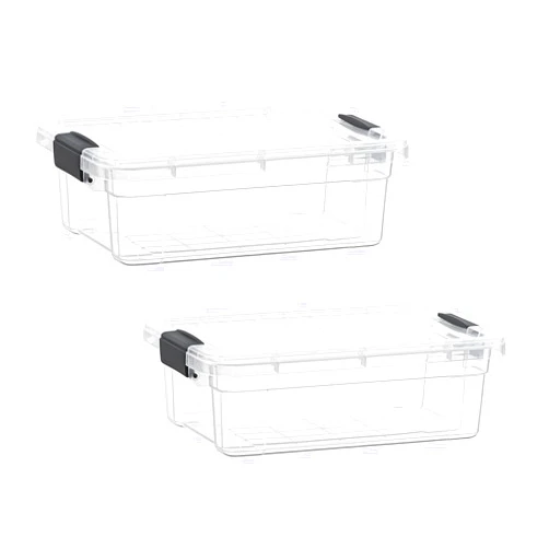 Superio Clear Storage Boxes with Lids, 2.5 Quart Plastic Container Bins for Organizing, Stackable Crates, BPA Free, Non Toxic, Odor Free, Organizers for Home, Office, School, and Dorm