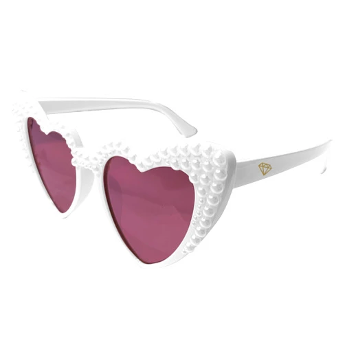 LADY&HOME Bride Sunglasses,Pearl Heart Sunnies,Bachelorette Party Favors Decorations,Bridal Shower Accessory,Bride To Be Gift