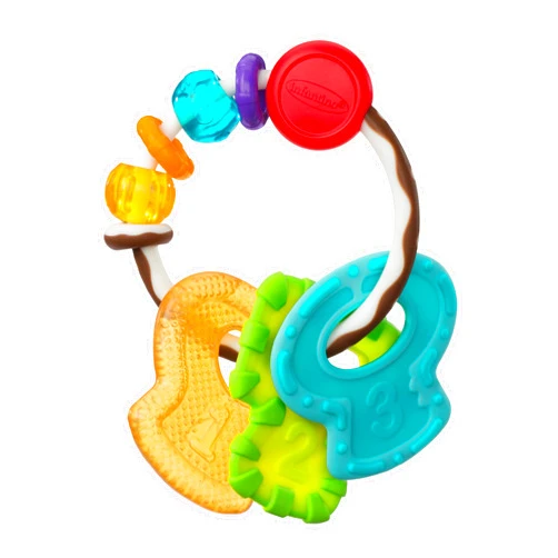 Infantino Cool & Chew Teether Keys, Three Sensory Stimulating Baby Teether Toys, 0M+, Multicolor