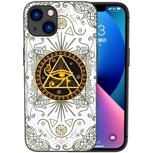 GHFHSG for Apple iPhone 14 Case 6.1 inch 2022, Ancient Egypt Style PU Leather Shockproof Eye of Horus Pattern Back Phone Cover