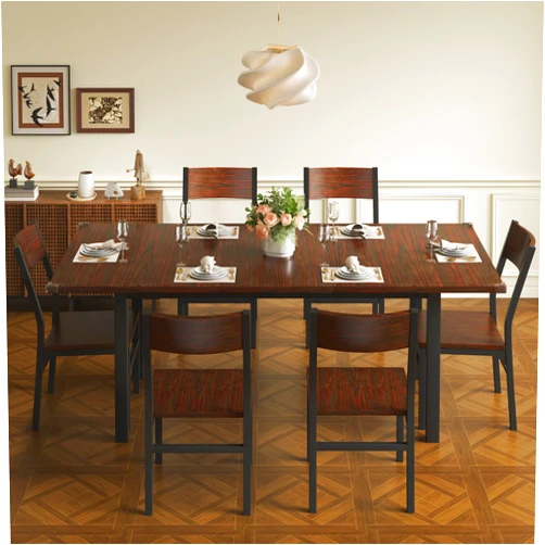Einhomn 7-Piece Dining Room Table Set with 6 Chairs, 63