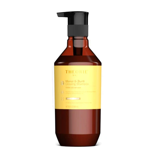 Theorie Monoi and Buriti Glossing Shampoo - Hydrate & Shine - Suited for Coarse and Dry Hair - Protects Color & Keratin Treated Hair, Pump Bottle 400mL