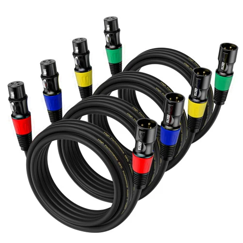 EBXYA XLR Microphone Cable - XLR Male to Female Cable 6ft 4-Packs with 3-Pin Balanced XLR Cables for Mic Mixer, Recording Studio, Speaker