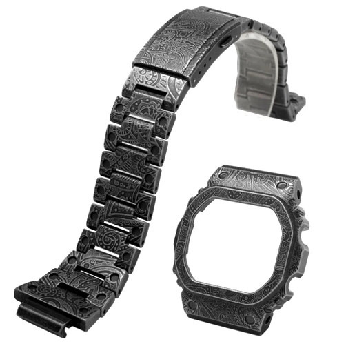 Korlexchi MOD Kit Metal Watchband and Watch Case Compatible with Casio for G-SHOCK DW5600 GW-B5600 GW-M5610 316 Stainless Steel Bracelet Strap and Watch Bezel