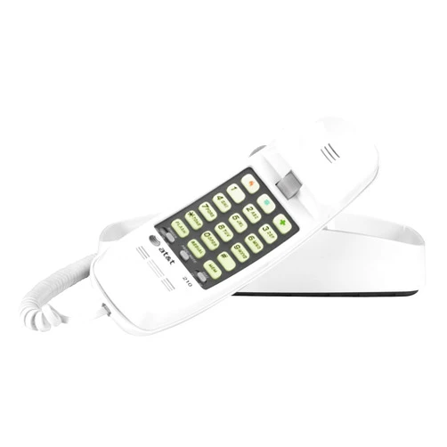 AT&T 210 Basic Trimline Corded Phone, No AC Power Required, Wall-Mountable, White