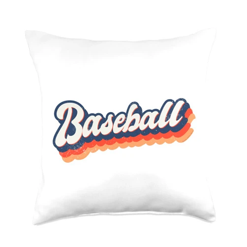 Dibble Dabble Designs Baseball and Softball Classic Retro Text Design-Baseball Throw Pillow, 18x18, Multicolor