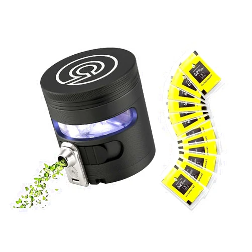 Cloudious9 Tectonic9 Herb Grinder Black w/AUTOMATIC Electric Herbal Dispenser Large 2.5