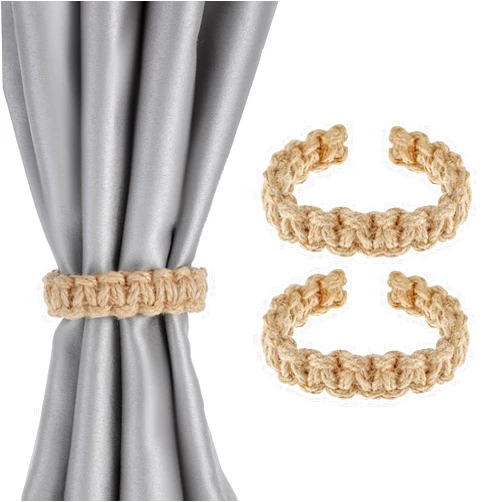 Piriuuo 2 Pcs Curtain Tiebacks Rustic Curtain Holdbacks Braided Curtain Tie Backs Handmade Curtain Holders Farmhouse Boho Curtain Ties for Home Office Light Weight Drapes Decoration Supplies